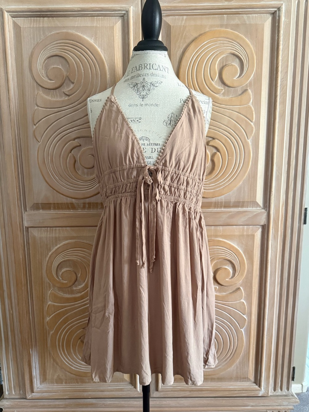 Wild Fable Tan Halter Tie-Front Mini Dress Size XXL